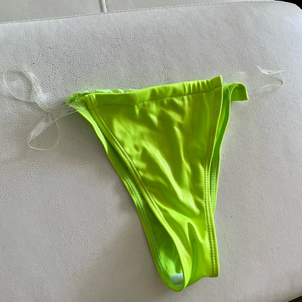 LAKE SWIM Lime clear strap thong bikini shimmer bottom